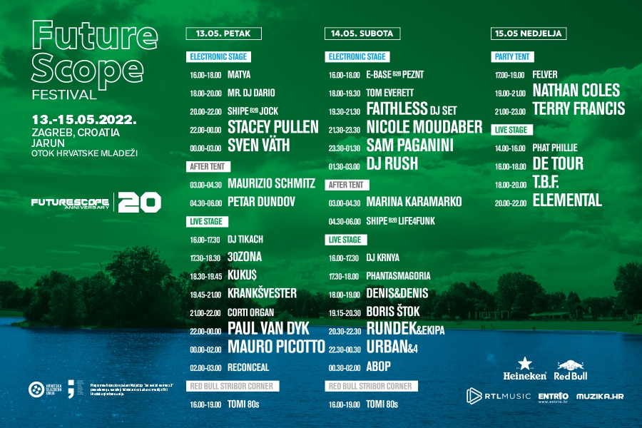 Program po danima FUTURE SCOPE FESTIVAL na zagrebačkom Jarunu od 13. do