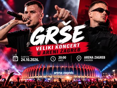 Grše stiže u Arenu Zagreb – veliki koncert u subotu, 24. listopada 2026.!